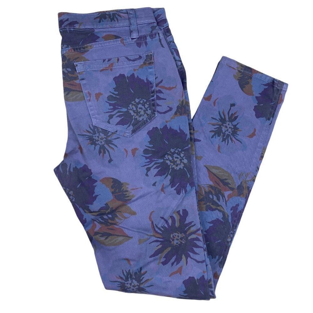 Lands' End Canvas Skinny Jeans Floral Prints Size 8